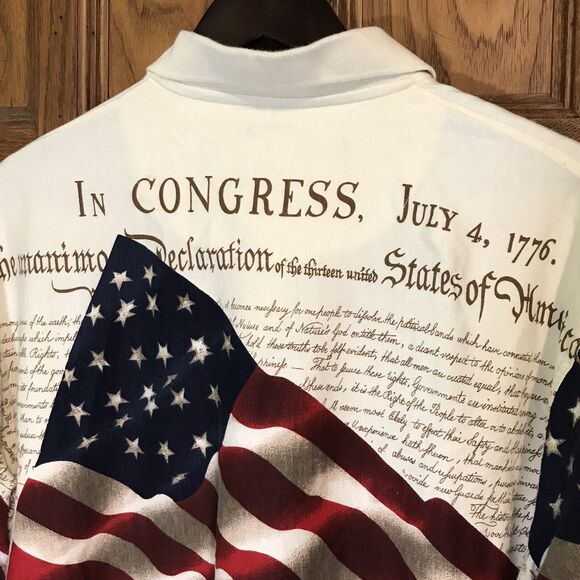 Cotton Traders Sport Patriotic Polo Mens XXL Congress Declaration USA Flag Shirt - Picture 7 of 10